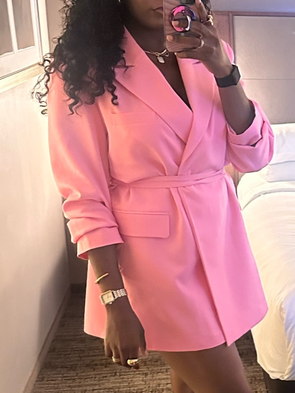 Nasty Gal Pink Longline Blazer - Picture 1 of 3